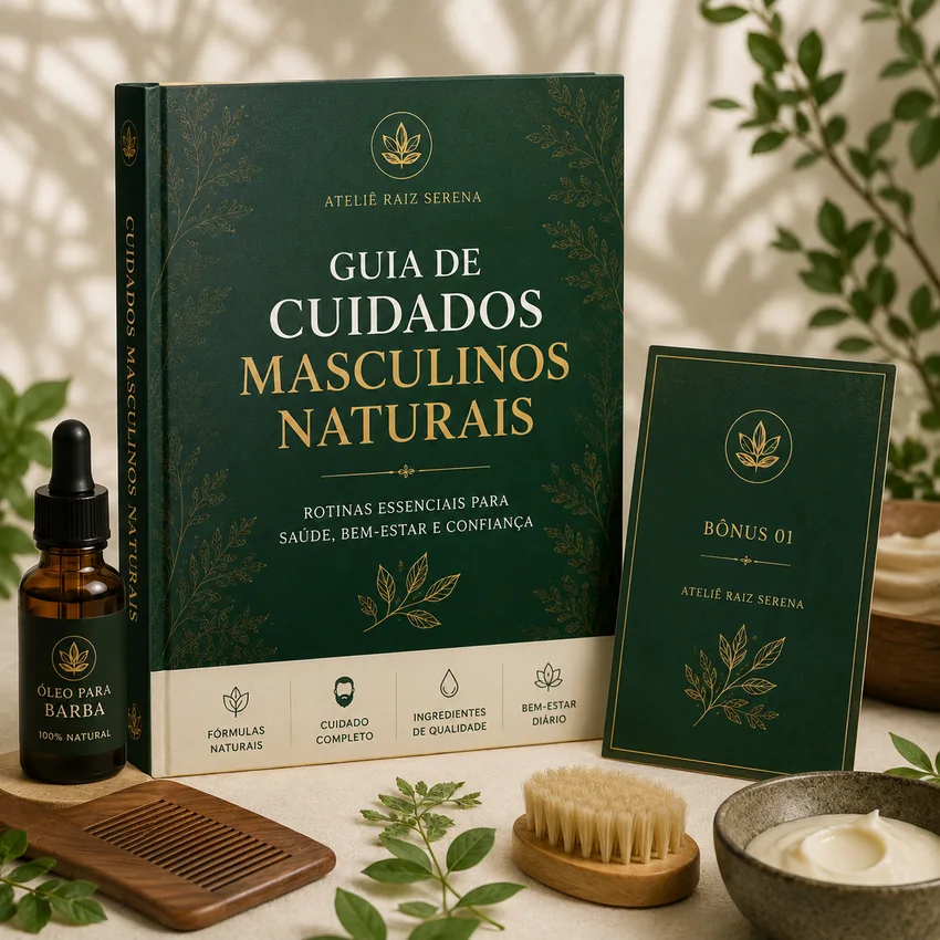 Mockup do Guia de Cuidados Masculinos Naturais